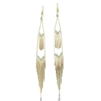 Strut Your Stuff With These Timeless Textured Gold-Tone Chain and Rhinestone Fashion Earrings, 6 Inches