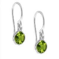 1.80 Ct Green Peridot .925 Silver French Wire Earrings