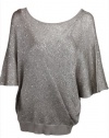 Alfani Womens Dry Champagne Silver Sequin Batwing Sleeve Top XL