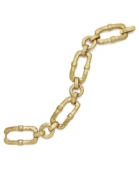 A classic Lauren by Ralph Lauren style features rectangular links in 14k gold-plated mixed metal. Approximate length: 7-1/2 inches.