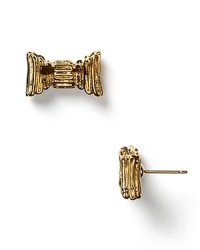 Wrap up your look with kate spade new york's beautiful bow stud earrings, handcrafted with gleaming goldtone plate and 14 Kt. gold filled post.