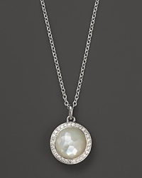 A luminous mother-of-pearl stone is set in a glittering diamond bezel on Ippolita's Lollipop necklace.