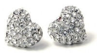 Adorable Clear Sparkling Crystal Embellished Heart Stud 1/2 Stud Earrings