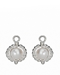 Sterling silver beaded hoops house lustrous freshwater pearls. Add these classically chic charms to your PANDORA french wire or hoop earrings for understated elegance.