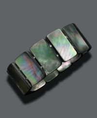 Shine from inside and out. Rainbows of purple, green and blue shimmer from this luminous bracelet of black Tahitian mother-of-pearl (15-20 mm). Stretches to fit wrist. Approximate length: 8 inches.