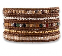 Chan Luu Multi Mix Wrap Bracelet on Natural Brown Leather