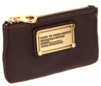 Marc by Marc Jacobs Pebble Leather Classic Q Mini Skinny Coin Key Pouch Bag Espresso