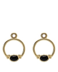 Onyx cabochon charms in 14K gold hoops add antique glamour to your PANDORA french wire or hoop earrings.