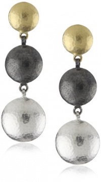 GURHAN Lentil White and Dark Silver with Gold Lentil Short Drop Earrings