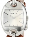 Gucci Women's YA121309 Marina Chain Medium Steel and Brown Leather Bangle Watch