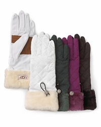 UGG® Australia updates its quilted, winter-staple gloves with a leather palm patch and plush shearling cuff.