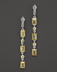 Canary crystals lend a gleaming look to Judith Ripka's Triple Baguette earrings.