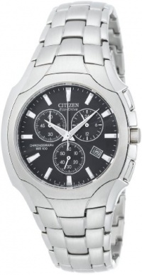 Citizen Men's AT0880-50E Eco-Drive Chronograph Stainless Steel Black Dial Watch