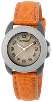 Sprout Women's ST/1036GYGYOR Orange Organic Cotton Strap Dark Bamboo Dial Eco-Friendly Watch