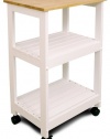 Catskill Craftsmen Utility Kitchen Cart/Microwave Stand, White Base with Natural Top