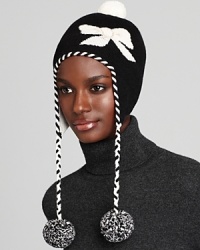 Sporty yet chic, kate spade new york's hat is rendered in black and cream with a notice-me bow printed on the front.