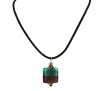 Necklace - N158 - Murano Glass Style - Square ~ Teal and Amethyst on Velvet Flock Cord