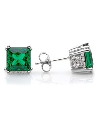 Cut in a graphic shape, Crislu's faceted emerald-colored cubic zirconia earrings showcase the bold beauty of these gems. Wear these studs to give every look a flash of color.