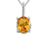 Genuine Citrine Pendant by Effy Collection® in 14 kt White Gold LIFETIME WARRANTY