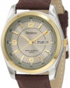 Armitron Men's Round Two-Tone Brown Leather Dress Watch #201925GYBN