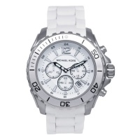 Michael Kors Women's Stainless Steel Case Quartz Chronograph White Dial White Silicone Strap Date Display MK8210