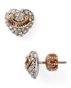 Juicy Couture always has our heart: this pair of silver plated studs features logo embossed detailing and dazzling crystal stations.