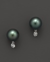 A timeless classic, these Tara Pearls earrings combine 18K white gold with a black Tahitian pearl, detailed with a sparkling diamond accent.