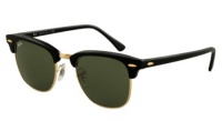 Ray Ban RB3016 Clubmaster Sunglasses - W0365 Ebony/Arista Gold (G-15XLT Lens) - 49mm