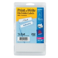 Avery File Folder Labels, Laser and Inkjet Printers, 1/3 Cut, White, Pack of 252 (05202)