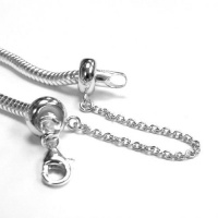 Queenberry Sterling Silver Stopper Safety Chain Bead For Pandora Troll European Charm Bracelets