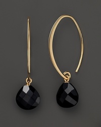 14K Yellow Gold Small Simple Sweep Earrings with Onyx