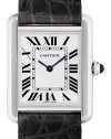 Cartier Midsize W1018255 Tank Solo Stainless Steel Leather Strap Watch