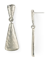 Clean strokes are cast in hammered rhodium tone plate on this pair of Kenneth Jay Lane earrings, which flaunt go-with-everything elegance.