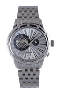 RSW Men's 9140.BS.S0.5.D0 Consort Oval Silver Dial Steel Diamond Dual Time Date Watch