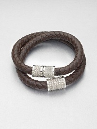 Supple plaited leather in a wrapped style with sparkling stone accents. Glass stonesLeatherSteelLength, about 15.5Magnetic closureImported 