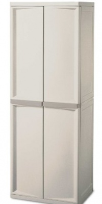 Sterilite 01428501 4-Shelf Utility Cabinet with Putty Handles, Platinum