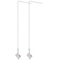 Sterling Silver Crystal Threader String Ear Wire Earrings Made with Swarovski Elements