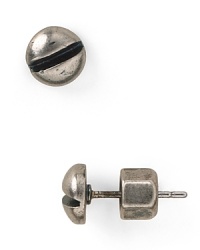 MARC BY MARC JACOBS crafts fashion hardware with this pair of plated metal stud earrings. They're classic studs-with a twist.