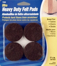 Waxman 4729395N Self-Stick Round Felt Pads, Brown, 1-1/2-Inch