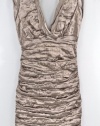 Nicole Miller Mocha Brown Deep V Neck Dress