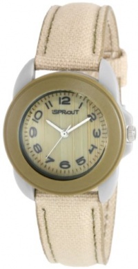 Sprout Women's ST/1037OLGYTN Tan Organic Cotton Strap Bamboo Dial Eco-Friendly Watch