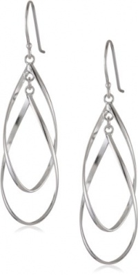 Sterling Silver Double Elongated Oval Twist French Wire Earrings