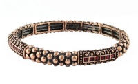 Stretch Bracelet - Copper Tone Metal & Crystal Stones ~ Siam Red (FB72)