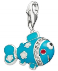 It's true, there are plenty of fish in the sea, so why not add one to your bracelet or necklace? This bright blue fish features round-cut cubic zirconia accents and a smile. Charm crafted in sterling silver with a lobster claw clasp. Approximate drop: 1/2 inch.