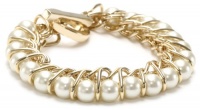 Anne Klein MALABAR Gold-Tone Pearl Flex Bracelet