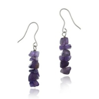 Sterling Silver Genuine Amethyst Chip Earrings