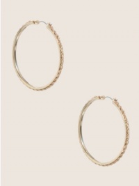 GUESS Gold-Tone Chain Inset Hoop Earrings