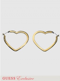 GUESS Flat Open Heart Hoop Earrings, GOLD