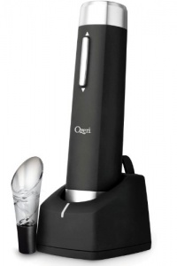 Ozeri Prestige Electric Wine Bottle Opener with Aerating Pourer, Foil Cutter and Elegant Recharging Stand