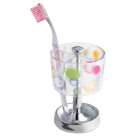 InterDesign Doodle Toothbrush Stand, Clear/Chrome